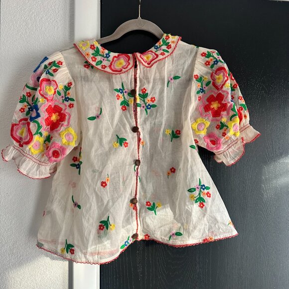 Flowers of Love Top // Free People, small, Embroidery Collared Button-Back Top - Picture 10 of 14